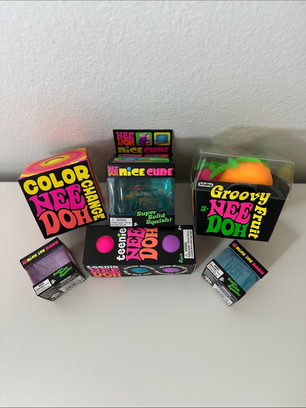 NeeDoh LOT Sensory Fidgets Squishy- Fruit, Nice Cube, Teenie, Color Change, Ice